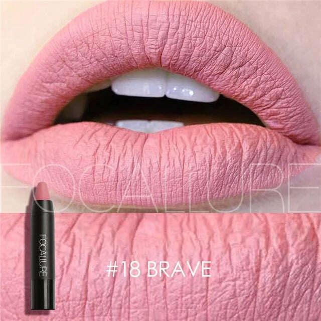 Focallure Matte Lipstick 19 Colors Waterproof Matte Lipsticks Soft Texture Lip Stick Cosmetic Sext Red Nude Lip Makeup Batom - KIMLUD