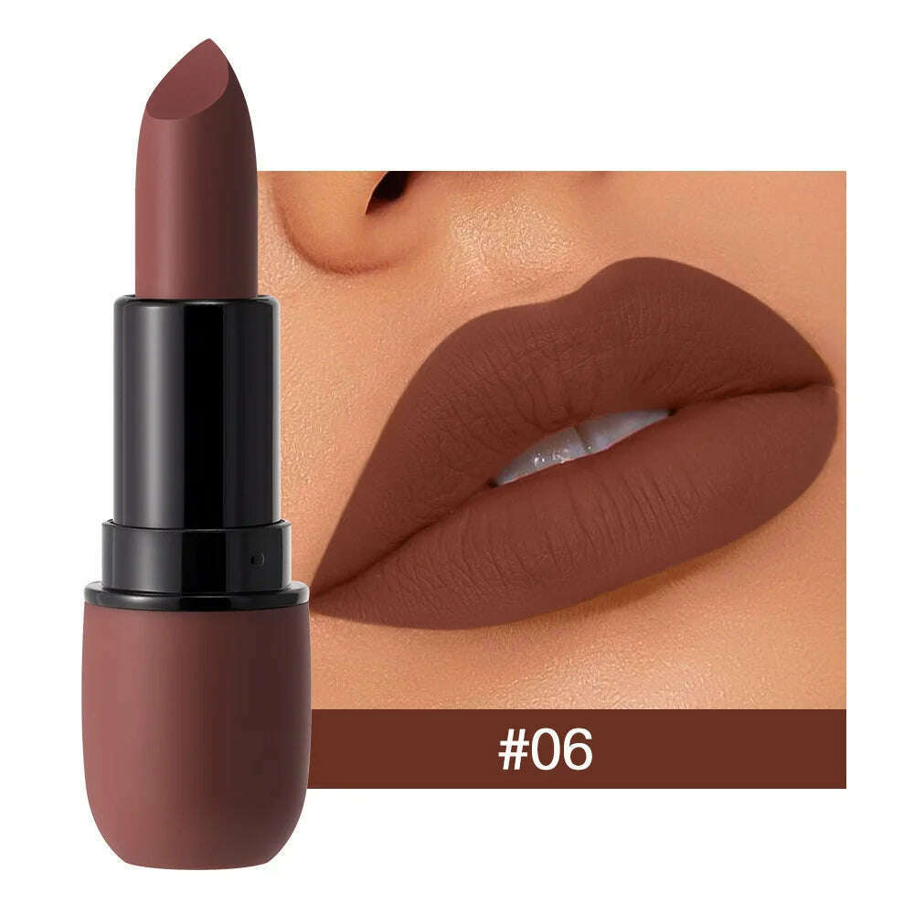 KIMLUD, Fog Matte Lipstick Long Lasting Waterproof Lip Stick Smudge-free Classic Highly Pigmented Velvet Finish Lip Tint Makeup Cosmetic, 06, KIMLUD APPAREL - Womens Clothes