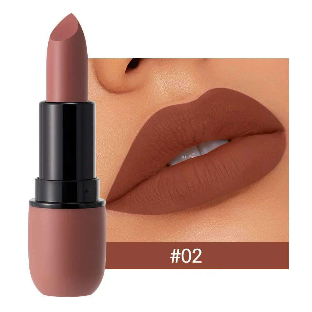 KIMLUD, Fog Matte Lipstick Long Lasting Waterproof Lip Stick Smudge-free Classic Highly Pigmented Velvet Finish Lip Tint Makeup Cosmetic, 02, KIMLUD APPAREL - Womens Clothes