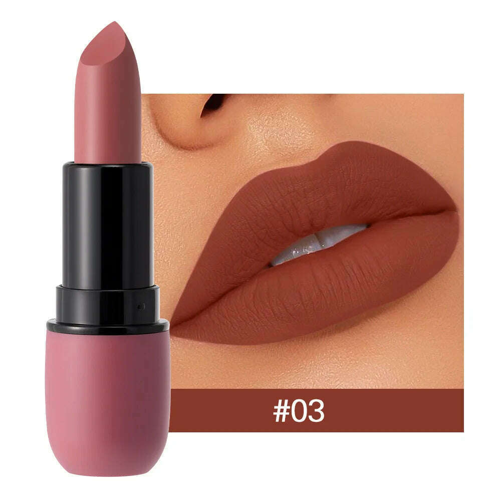 KIMLUD, Fog Matte Lipstick Long Lasting Waterproof Lip Stick Smudge-free Classic Highly Pigmented Velvet Finish Lip Tint Makeup Cosmetic, 03, KIMLUD APPAREL - Womens Clothes