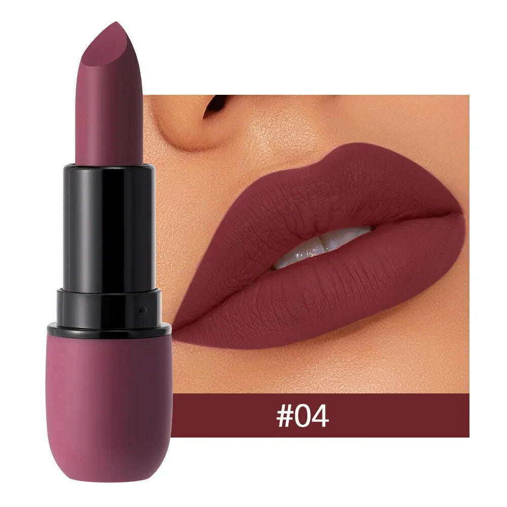 KIMLUD, Fog Matte Lipstick Long Lasting Waterproof Lip Stick Smudge-free Classic Highly Pigmented Velvet Finish Lip Tint Makeup Cosmetic, 04, KIMLUD APPAREL - Womens Clothes