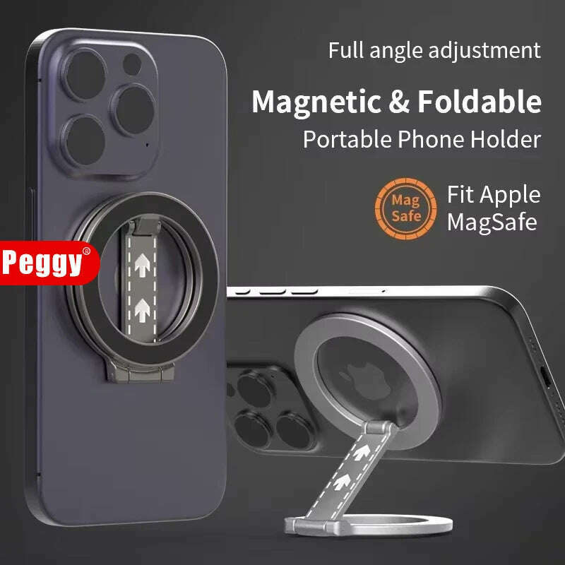 KIMLUD, Foldable Double-Sided Magnetic Phone Ring Holder for MagSafe Kickstand Magnet Grip for iPhone 16 15 14 Huawei Phone Stand Holder, KIMLUD Womens Clothes