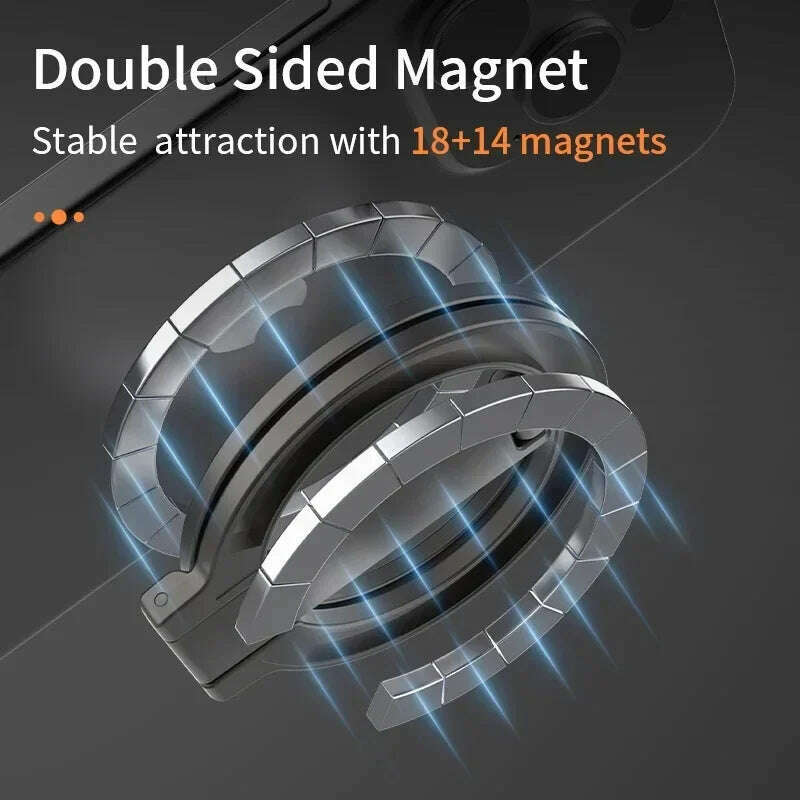 Foldable Double-Sided Magnetic Phone Ring Holder for MagSafe Kickstand Magnet Grip for iPhone 16 15 14 Huawei Phone Stand Holder - KIMLUD