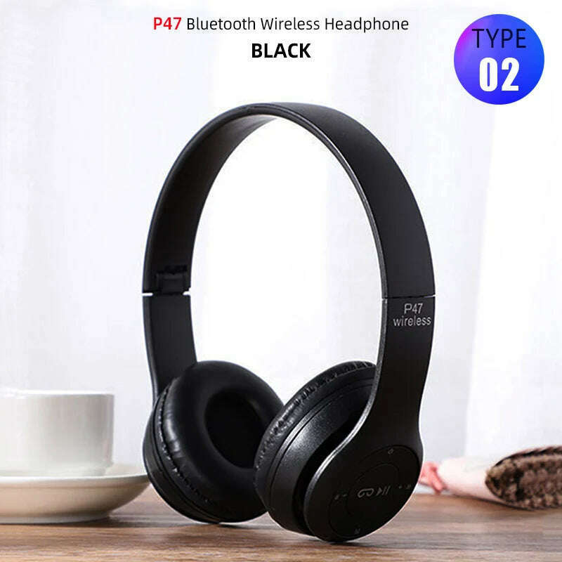 Foldable Sport Earphone HiFi Headset Wireless Headphones Bluetooth Music Headset Over Ear Bass Earphone With Mic Support TF Card - KIMLUD