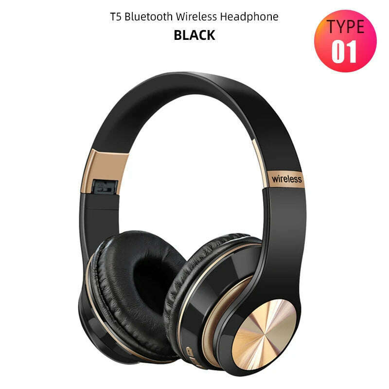 Foldable Sport Earphone HiFi Headset Wireless Headphones Bluetooth Music Headset Over Ear Bass Earphone With Mic Support TF Card - KIMLUD