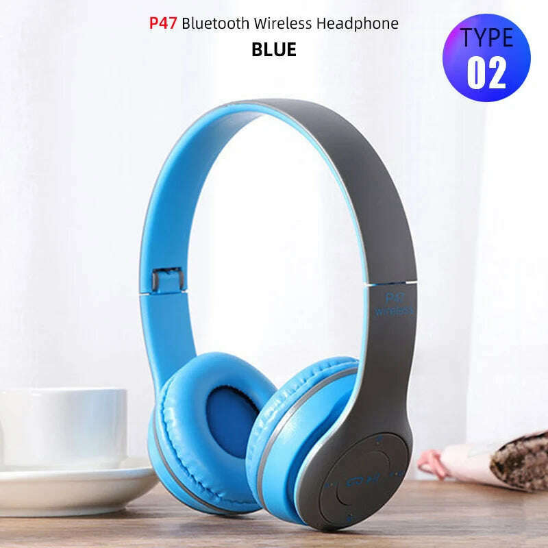 Foldable Sport Earphone HiFi Headset Wireless Headphones Bluetooth Music Headset Over Ear Bass Earphone With Mic Support TF Card - KIMLUD