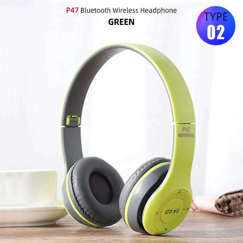 Foldable Sport Earphone HiFi Headset Wireless Headphones Bluetooth Music Headset Over Ear Bass Earphone With Mic Support TF Card - KIMLUD