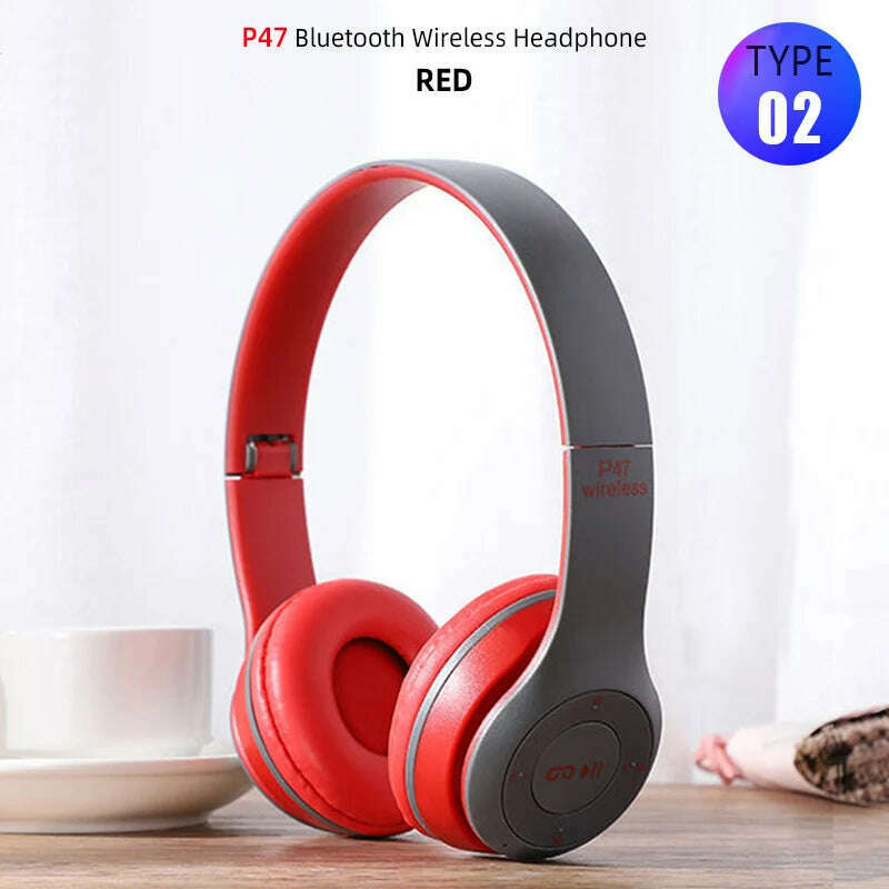 Foldable Sport Earphone HiFi Headset Wireless Headphones Bluetooth Music Headset Over Ear Bass Earphone With Mic Support TF Card - KIMLUD