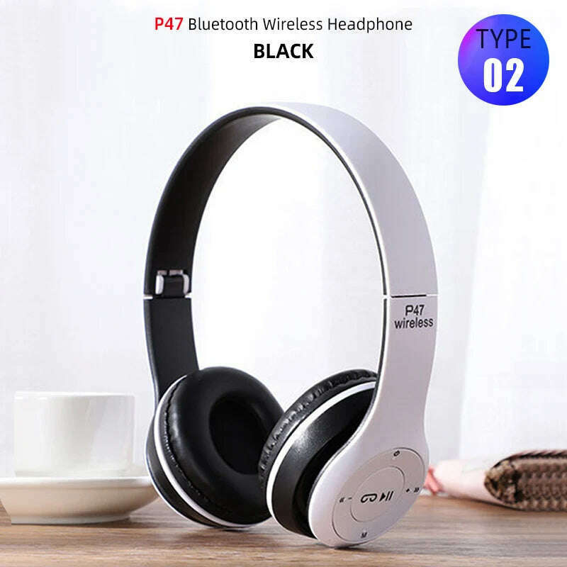 Foldable Sport Earphone HiFi Headset Wireless Headphones Bluetooth Music Headset Over Ear Bass Earphone With Mic Support TF Card - KIMLUD