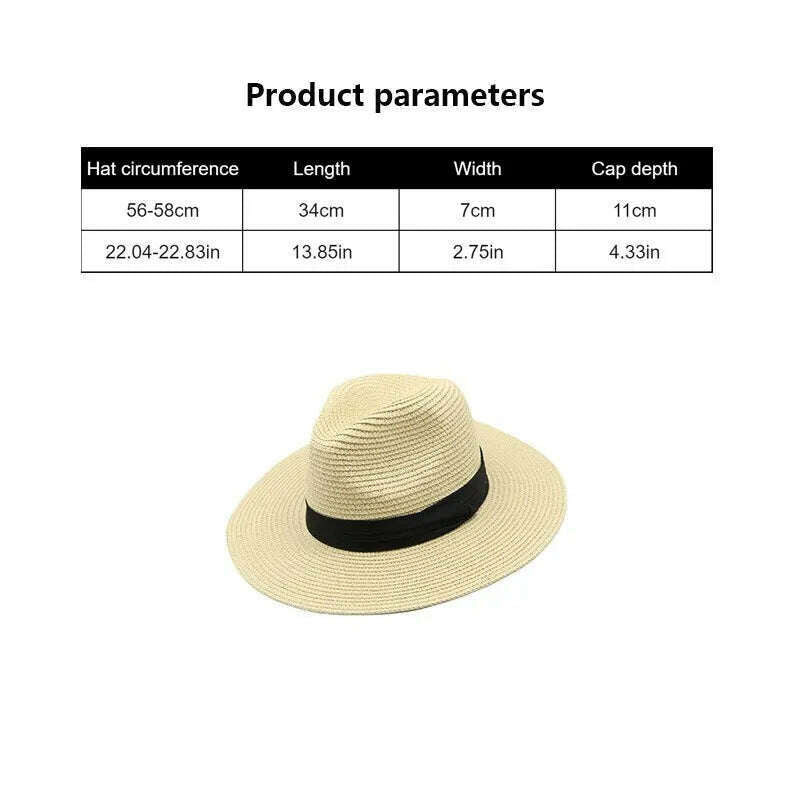 KIMLUD, Foldable Straw Sun Hat Wide Brim Summer Floppy Beach Hat Sun Protection Panama Hat for Men Women Packable Foldable Travel, KIMLUD Womens Clothes