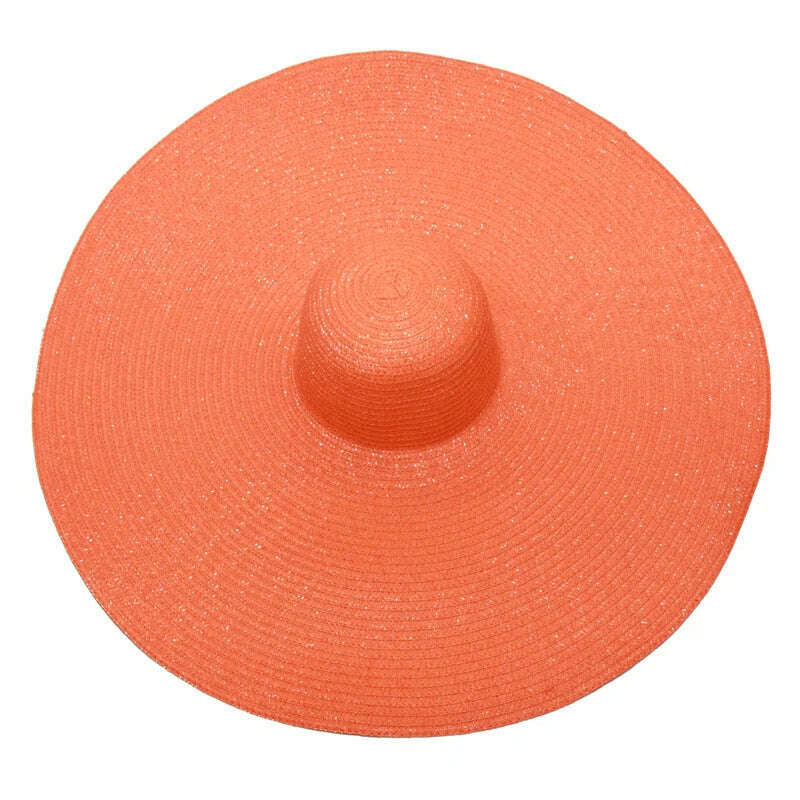 KIMLUD, foldable women oversized hat 70cm diameter large brim summer sun beach hats wholesale, orange, KIMLUD APPAREL - Womens Clothes