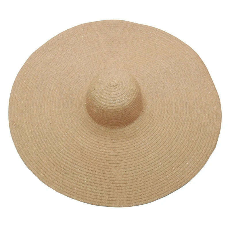 KIMLUD, foldable women oversized hat 70cm diameter large brim summer sun beach hats wholesale, camel, KIMLUD APPAREL - Womens Clothes