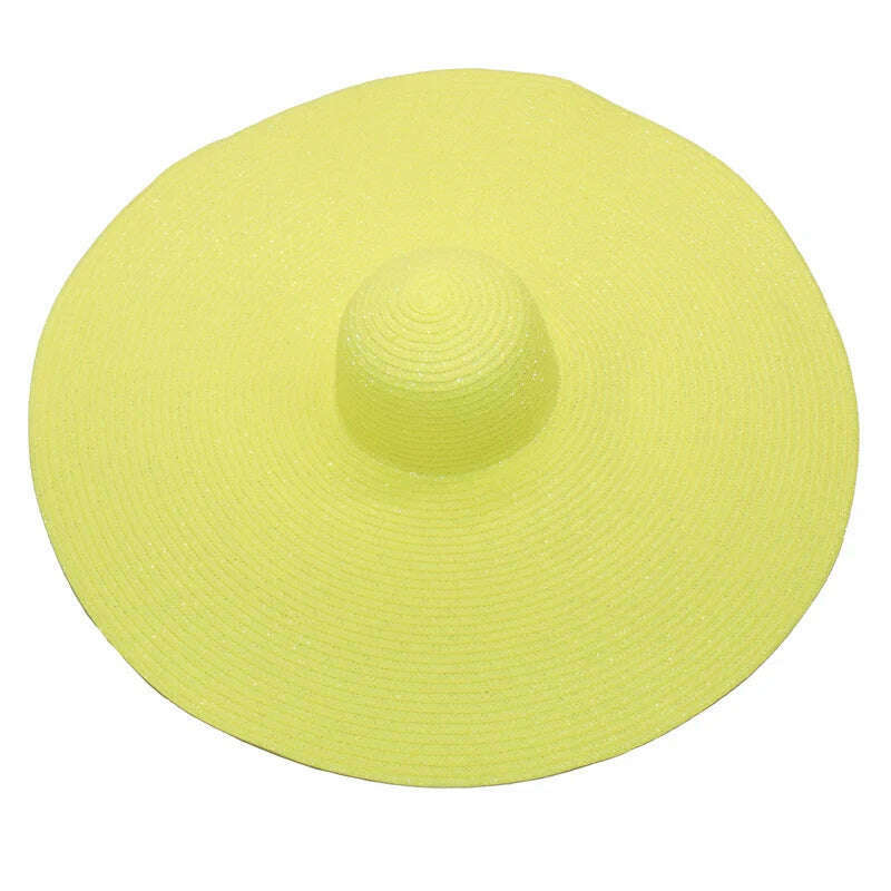 KIMLUD, foldable women oversized hat 70cm diameter large brim summer sun beach hats wholesale, Fluorescent yellow, KIMLUD APPAREL - Womens Clothes