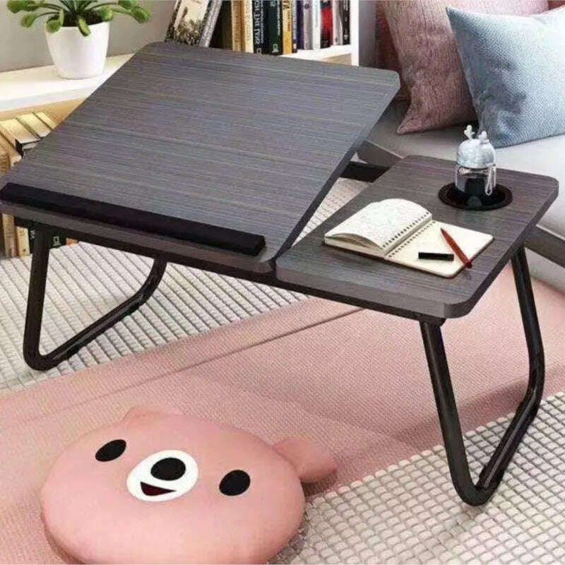 KIMLUD, Folding Laptop Desk On The Bed 5 gear Lifting Adjustable Laptop Table with Cup Holder Simple Computer Desk For Working Reading, KIMLUD Womens Clothes
