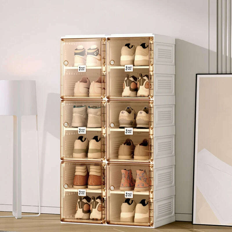 Folding Shoe Organizer Hard Plastic Living Room Cabinets Shelf Shoes Storage Box Show Rack Cabinet Furniture Modern Shoerack - KIMLUD