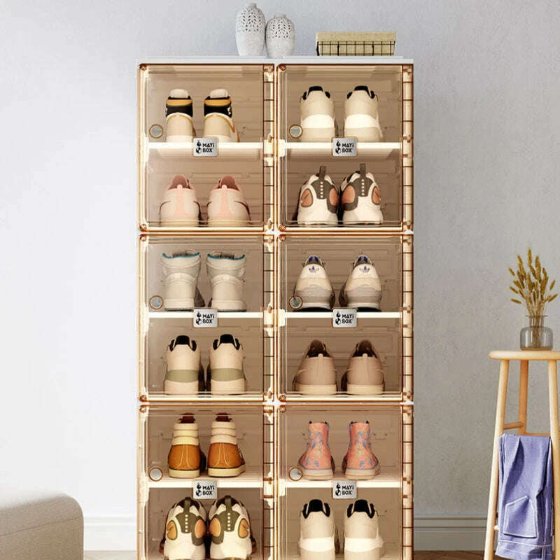 Folding Shoe Organizer Hard Plastic Living Room Cabinets Shelf Shoes Storage Box Show Rack Cabinet Furniture Modern Shoerack - KIMLUD