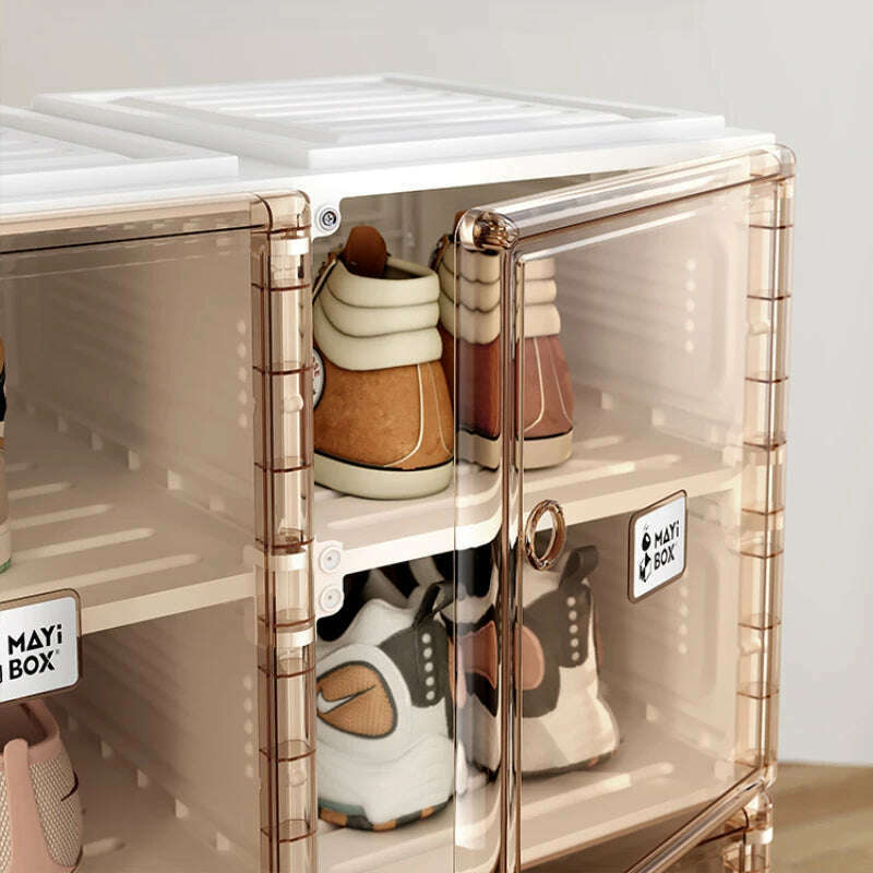 Folding Shoe Organizer Hard Plastic Living Room Cabinets Shelf Shoes Storage Box Show Rack Cabinet Furniture Modern Shoerack - KIMLUD