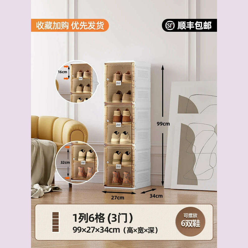 Folding Shoe Organizer Hard Plastic Living Room Cabinets Shelf Shoes Storage Box Show Rack Cabinet Furniture Modern Shoerack - KIMLUD