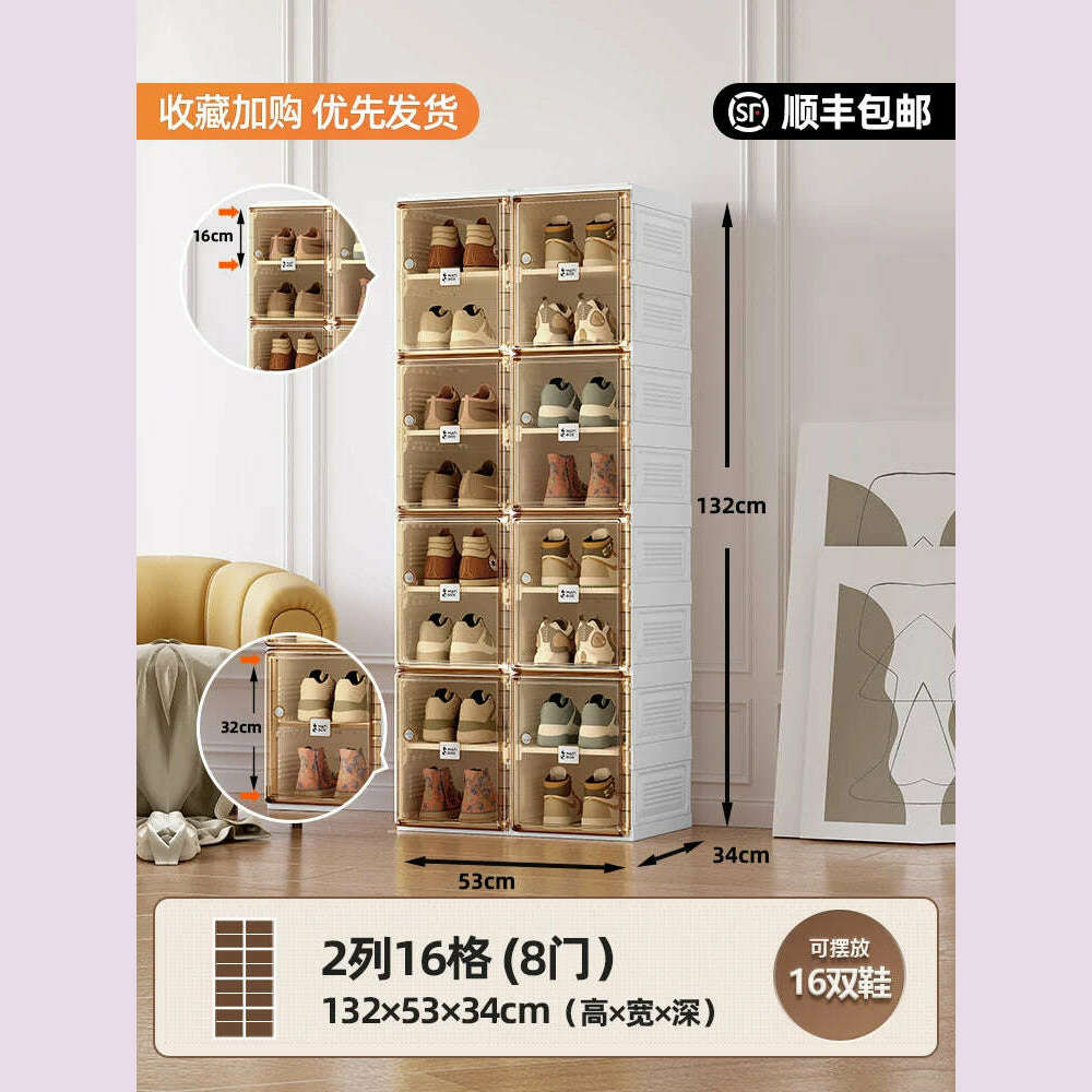 Folding Shoe Organizer Hard Plastic Living Room Cabinets Shelf Shoes Storage Box Show Rack Cabinet Furniture Modern Shoerack - KIMLUD