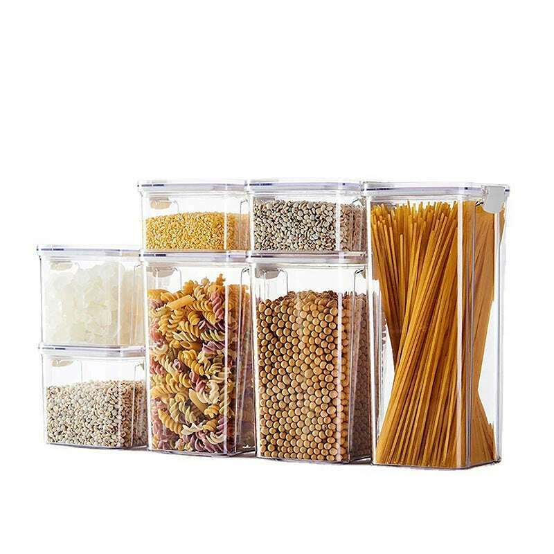 Food Grain Beans Storage Tank Cereal Dispenser Snacks Nut Transparent Clear Seal Box Freezer Organizer Plastic Pantry Container - KIMLUD