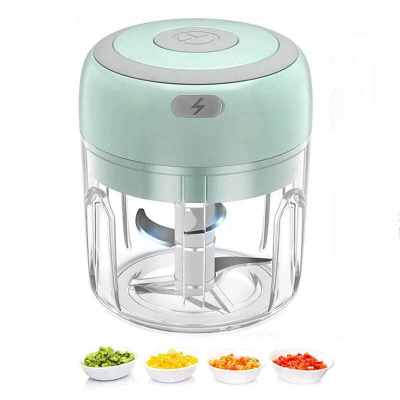 KIMLUD, Food Grinder Electric Ginger Garlic Chopper Usb Rechargeable Mini Portable Fruit Food Grinder Onion Chopper, light green, KIMLUD APPAREL - Womens Clothes