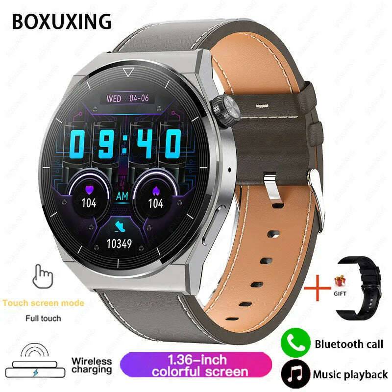 KIMLUD, For Huawei GT3 Pro NFC Smart Watch Men AMOLED 390*390 HD Screen Heart Rate Bluetooth Call IP68 Waterproof SmartWatch 2023 New, Brown leather, KIMLUD APPAREL - Womens Clothes