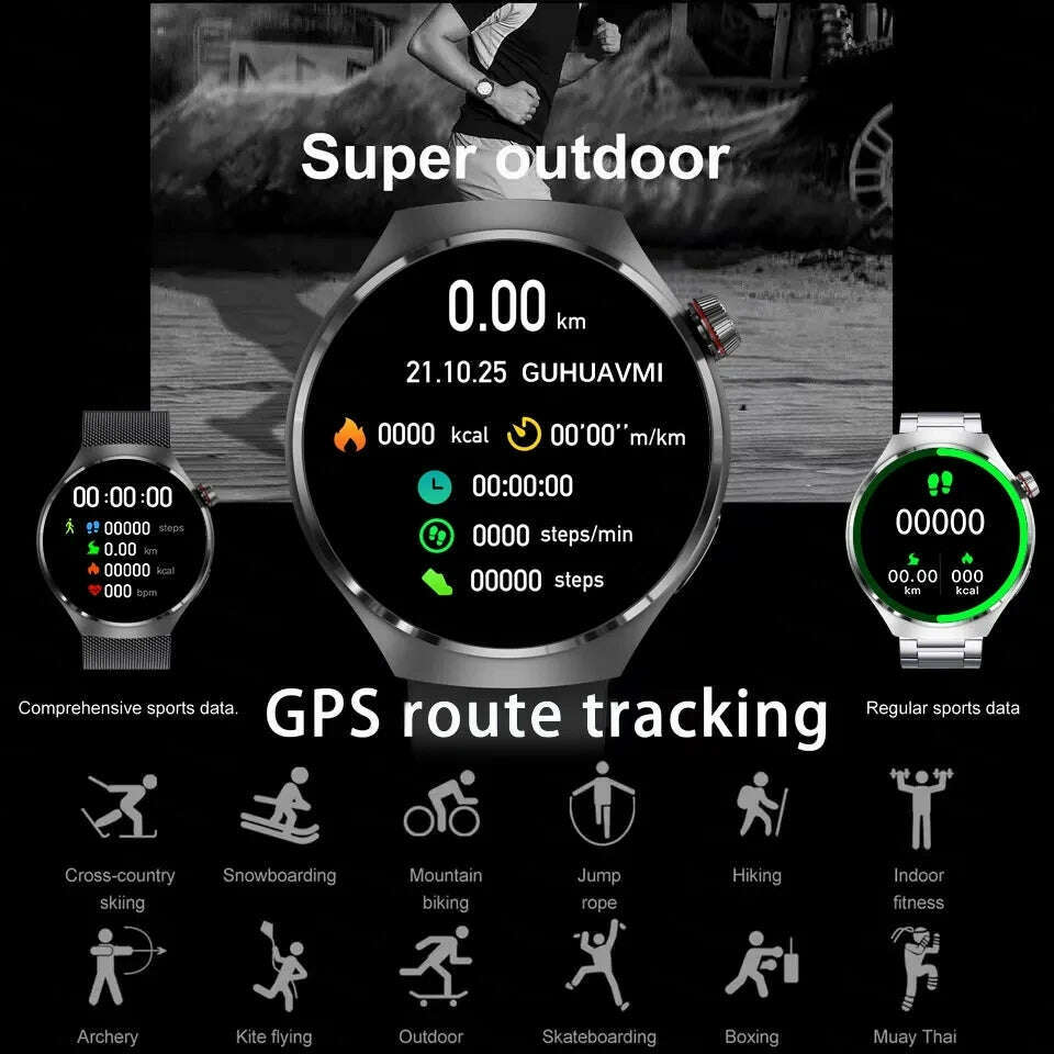 KIMLUD, For HUAWEI GT4 Pro GPS NFC Smart Watch Men 360*360 AMOLED Screen Heart rate Bluetooth Call IP68 Waterproof Man Smartwatch 2024, KIMLUD Womens Clothes