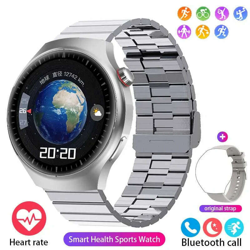 KIMLUD, For Huawei GT4 PRO Smart Watch Men Watch 4 Pro AMOLED HD Screen Sports Fitness Bluetooth Call Heart Rate SmartWatch 2024 New, Silver steel Belt B / CHINA, KIMLUD APPAREL - Womens Clothes