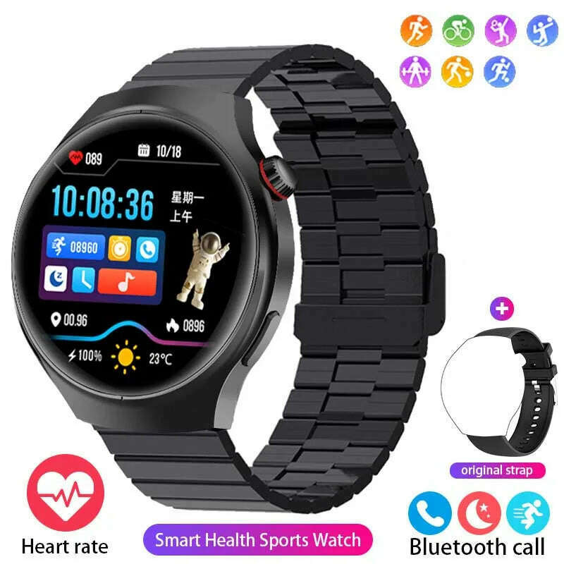 KIMLUD, For Huawei GT4 PRO Smart Watch Men Watch 4 Pro AMOLED HD Screen Sports Fitness Bluetooth Call Heart Rate SmartWatch 2024 New, Black steel Belt B / CHINA, KIMLUD APPAREL - Womens Clothes