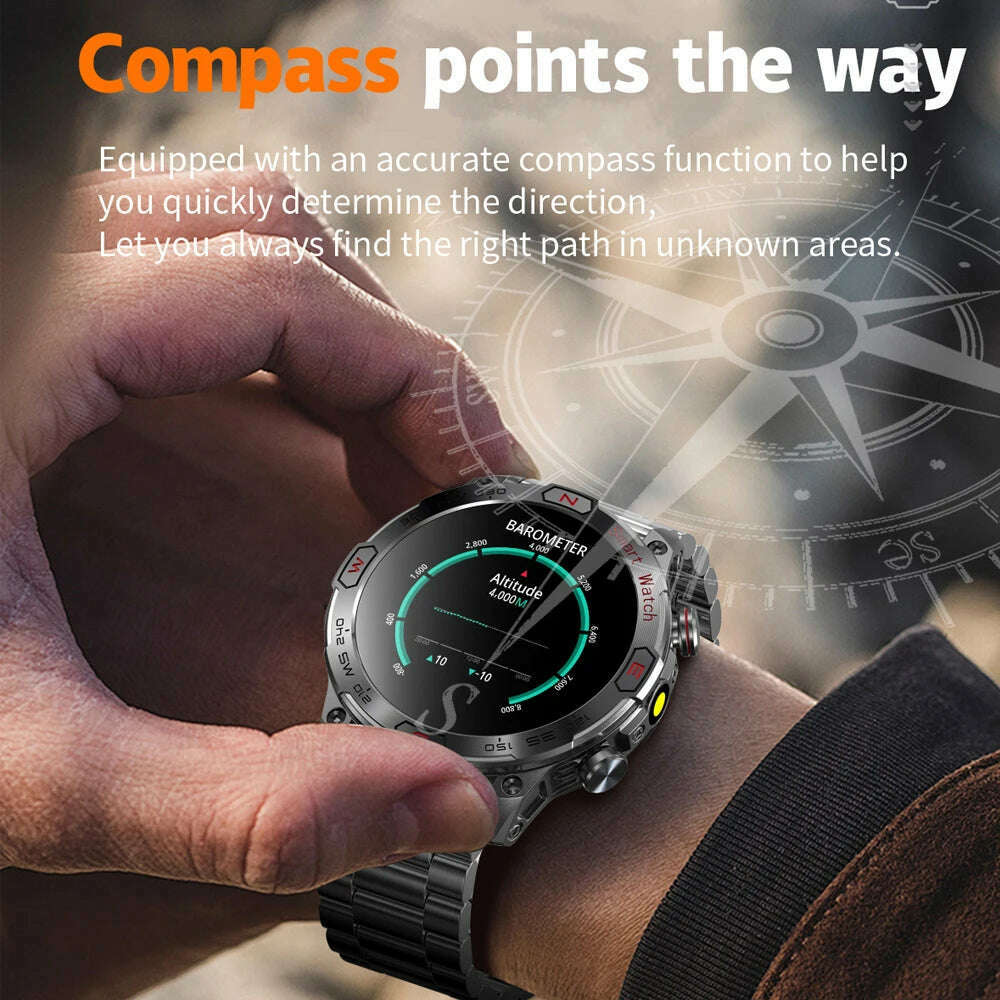 For Huawei Xiaomi New AMOLED Smart Watch Men Rugged Military Bluetooth Call Heart Rate Fitness Tracker IP68Waterproof Smartwatch - KIMLUD