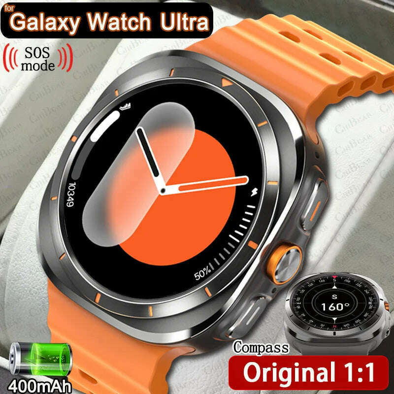 For Samsung Galaxy Watch Ultra NFC GPS Track Compass Smart Watch Men 1.43 Inch AMOLED Always Display Screen BT Call Smartwatch - KIMLUD