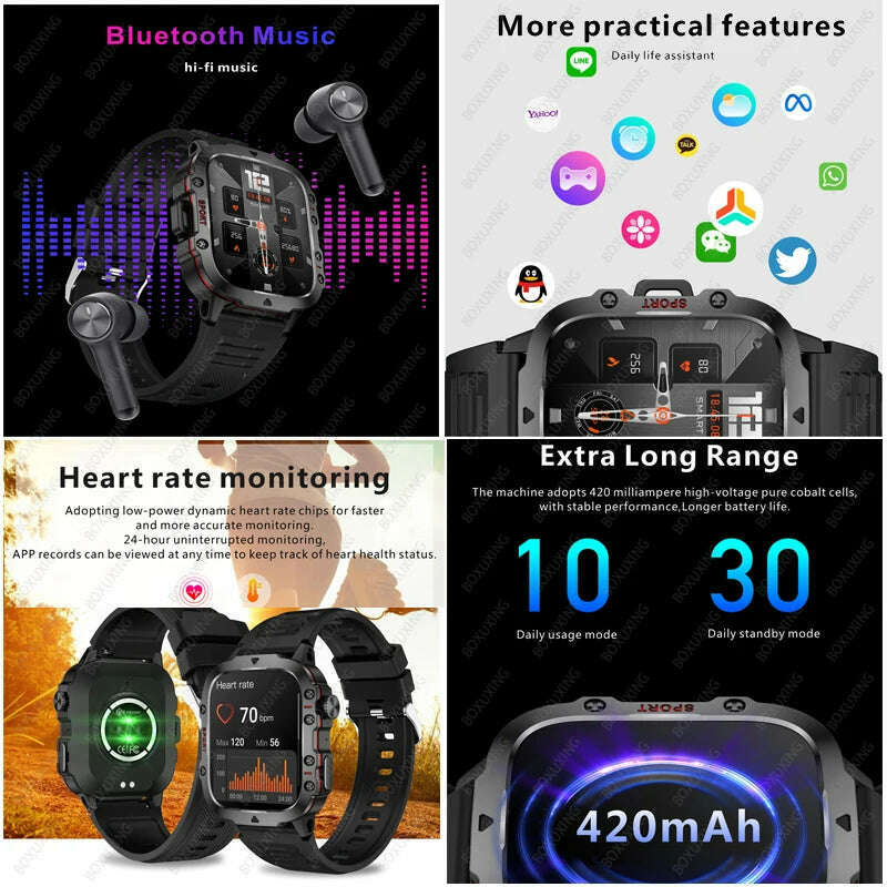 KIMLUD, For Xiaomi Rugged Military GPS Smart Watch Men AMOLED HD Screen Heart Rate Bluetooth Call Waterproof Outdoor SmartWatch 2024 New, KIMLUD Womens Clothes