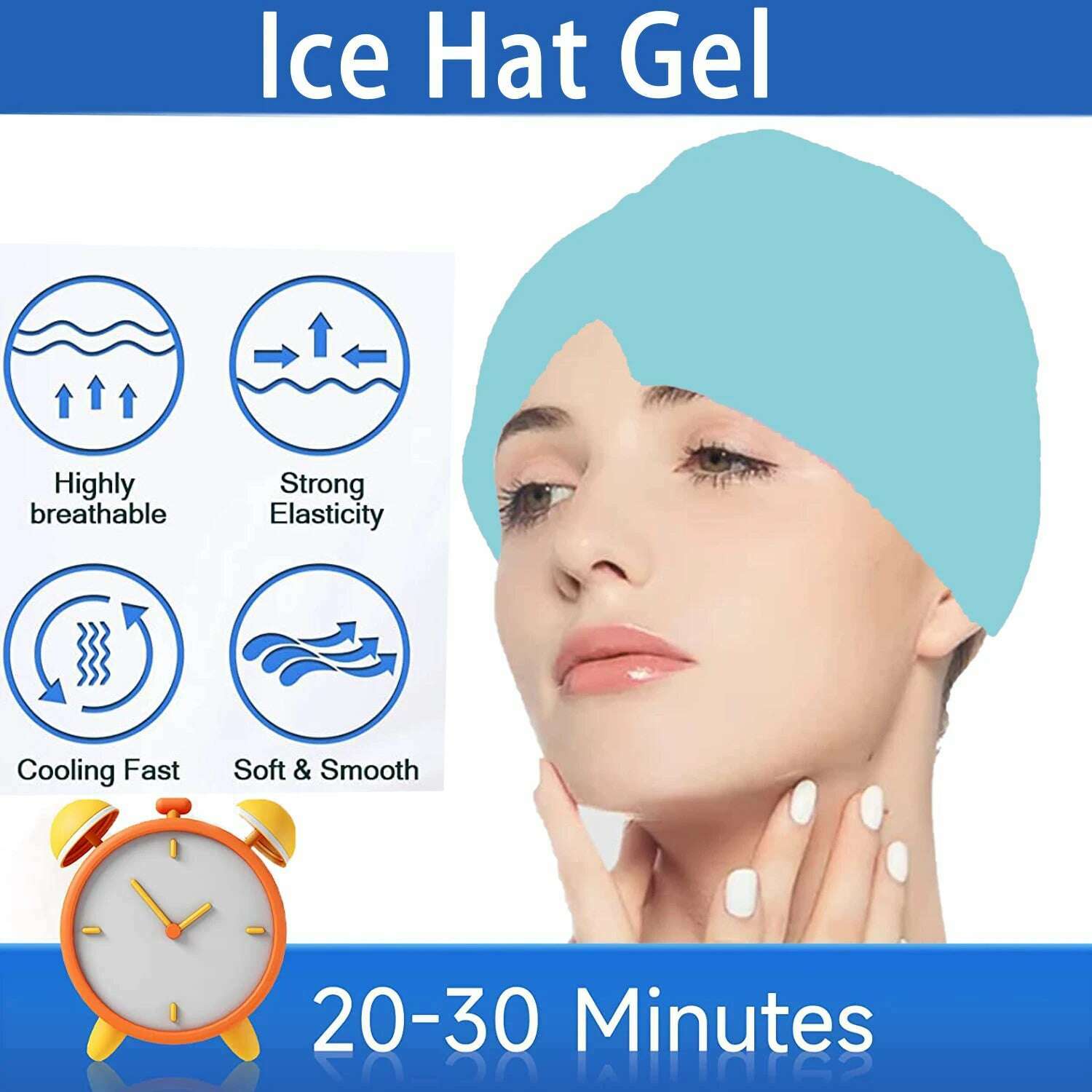 Form Fitting Gel Ice Headache Migraine Relief Hat Cold Compress Therapy Cap Ice Cap Head Wrap Face Mask Head Massage - KIMLUD