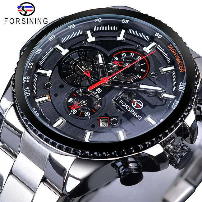 KIMLUD, Forsining 2019 3 Dial Calendar Multifunction Military Luminous Hand Mens Mechanical Sport Automatic Wrist Watch Top Brand Luxury, GMT1137-6 / CHINA, KIMLUD APPAREL - Womens Clothes