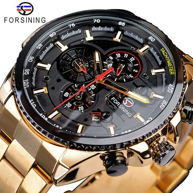 KIMLUD, Forsining 2019 3 Dial Calendar Multifunction Military Luminous Hand Mens Mechanical Sport Automatic Wrist Watch Top Brand Luxury, GMT1137-2 / CHINA, KIMLUD APPAREL - Womens Clothes