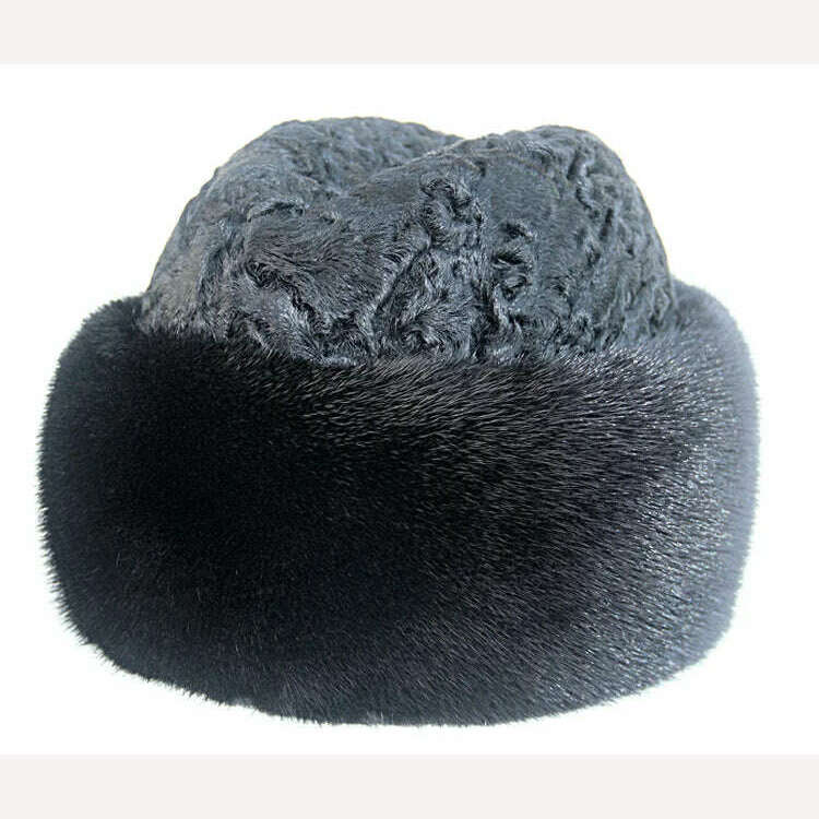 KIMLUD, Free Shipping New Genuine Mink Fur hat Real fur cap Men's Mink fur hat Winter 3 colors Wholesale Retail, black / 56cm, KIMLUD APPAREL - Womens Clothes