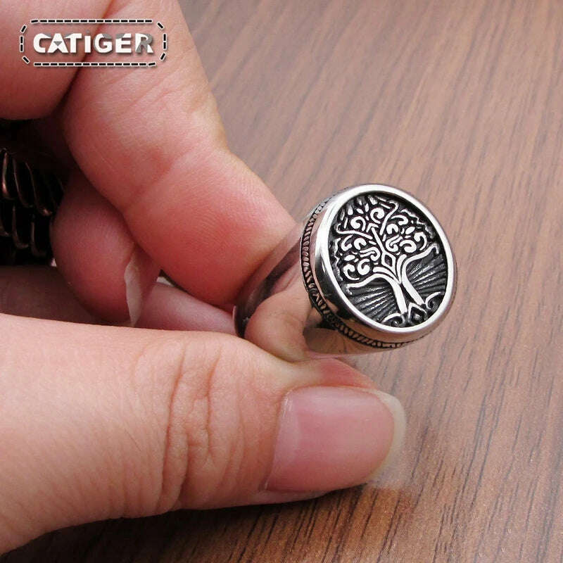 Free Shipping Punk 316L Stainless Steel Tree of Life Signet Ring Classic Viking Amulet Rings Nordic Jewelry - KIMLUD