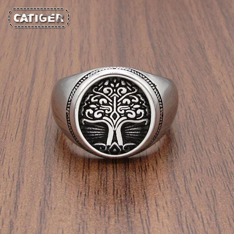 Free Shipping Punk 316L Stainless Steel Tree of Life Signet Ring Classic Viking Amulet Rings Nordic Jewelry - KIMLUD