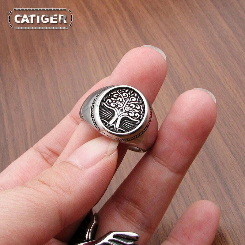 Free Shipping Punk 316L Stainless Steel Tree of Life Signet Ring Classic Viking Amulet Rings Nordic Jewelry - KIMLUD