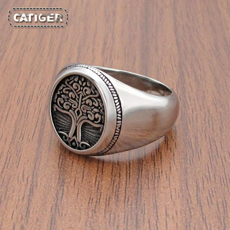 Free Shipping Punk 316L Stainless Steel Tree of Life Signet Ring Classic Viking Amulet Rings Nordic Jewelry - KIMLUD