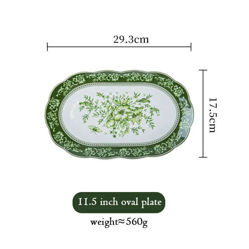 KIMLUD, French Retro Dining Tables Dinner Plates Set Tableware Dishes Dish Plate Sets Complete Tableware Service Dinnerware Kitchen Bar, 11.5inch oval, KIMLUD APPAREL - Womens Clothes