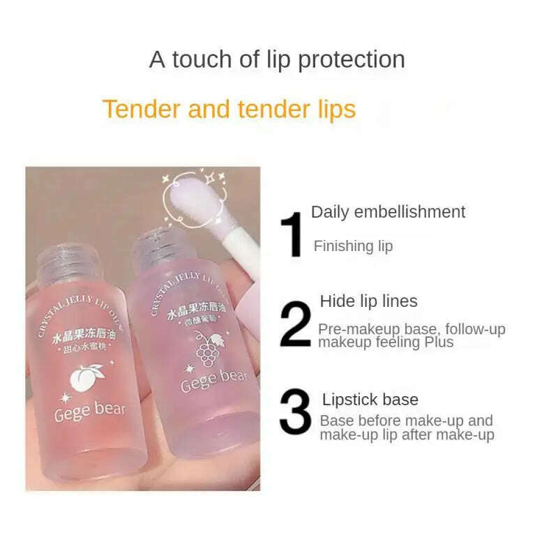 KIMLUD, Fruity Crystal Jelly Lip Oil Lipstick Clear Lip Plumper Serum Tint Lips Care Makeup Korea Cosmetics Lip Honey Waterproof Mirror, KIMLUD Womens Clothes