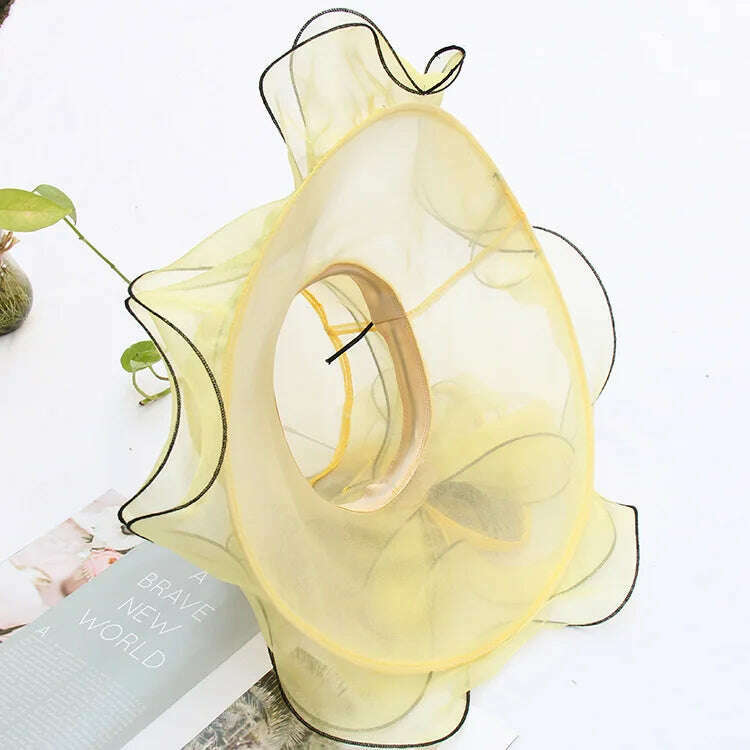 KIMLUD, FS Big Brim Fedora Hats For Women Organza White Sun Hats Flower Ladies Wedding Party Kentucky Wide Church Fedoras, KIMLUD Womens Clothes