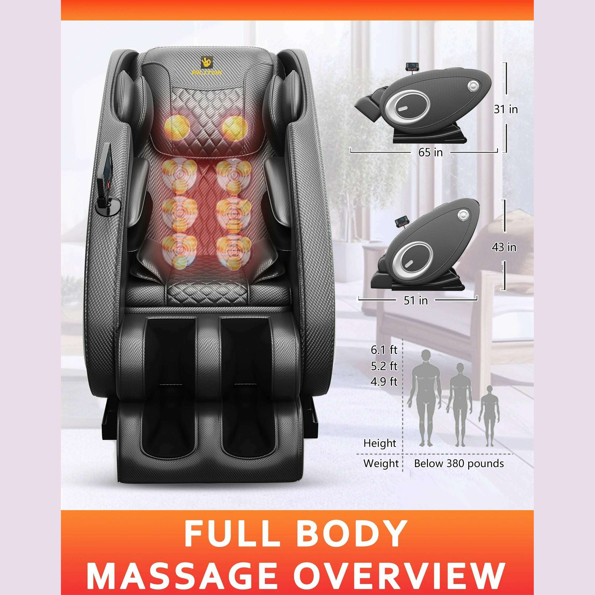 KIMLUD, Full Body Massage Chair with Heating, Massage Chair Recliner with Zero Gravity, Bluetooth Speaker, Airbags, Foot Roller, KIMLUD Womens Clothes