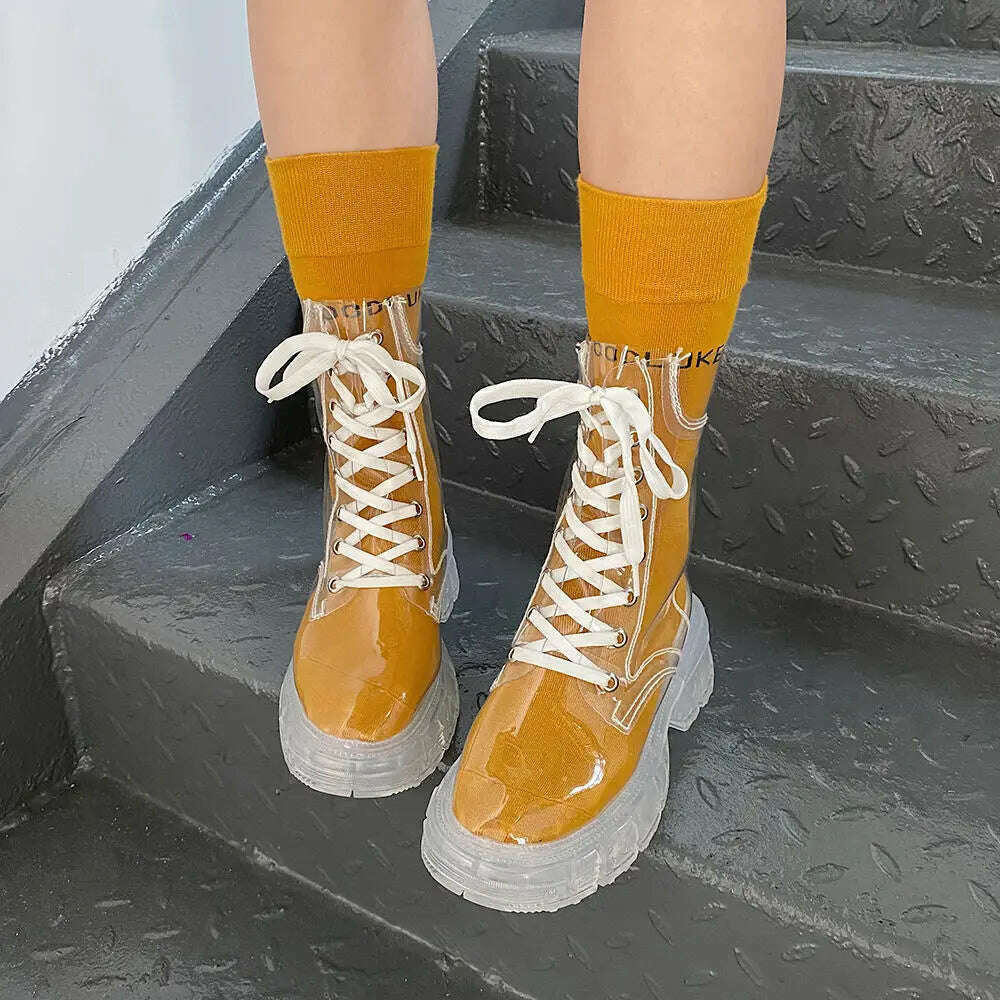 KIMLUD, Full Transparent Boots New Simple Perspective Summer 2022 New Short Boots Thin Cool Boots Women's Shoes, Free orange socks / 35, KIMLUD APPAREL - Womens Clothes