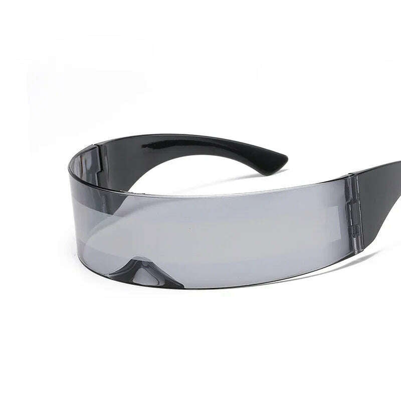 KIMLUD, Future Warrior Rimless Sunglasses One Piece Lens Wrap Around Cyber Punk Futuristic Men Women Hip Hop Party Sun Glasses  Bar KTV, KIMLUD Womens Clothes