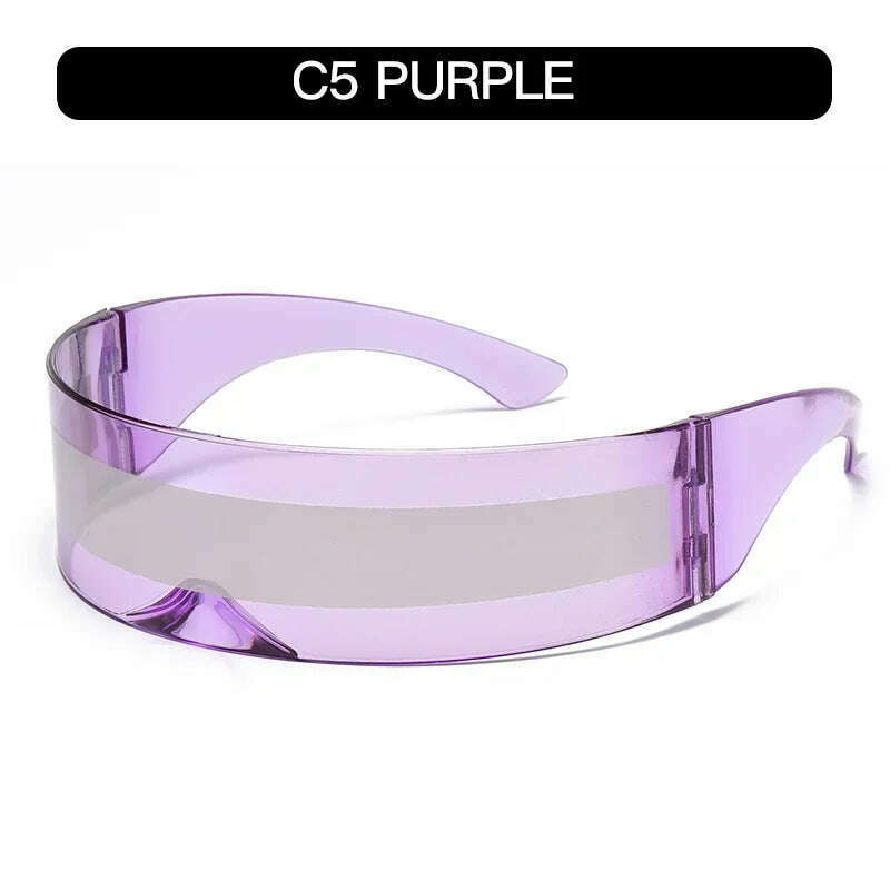 KIMLUD, Future Warrior Rimless Sunglasses One Piece Lens Wrap Around Cyber Punk Futuristic Men Women Hip Hop Party Sun Glasses  Bar KTV, SS03-C5, KIMLUD Womens Clothes