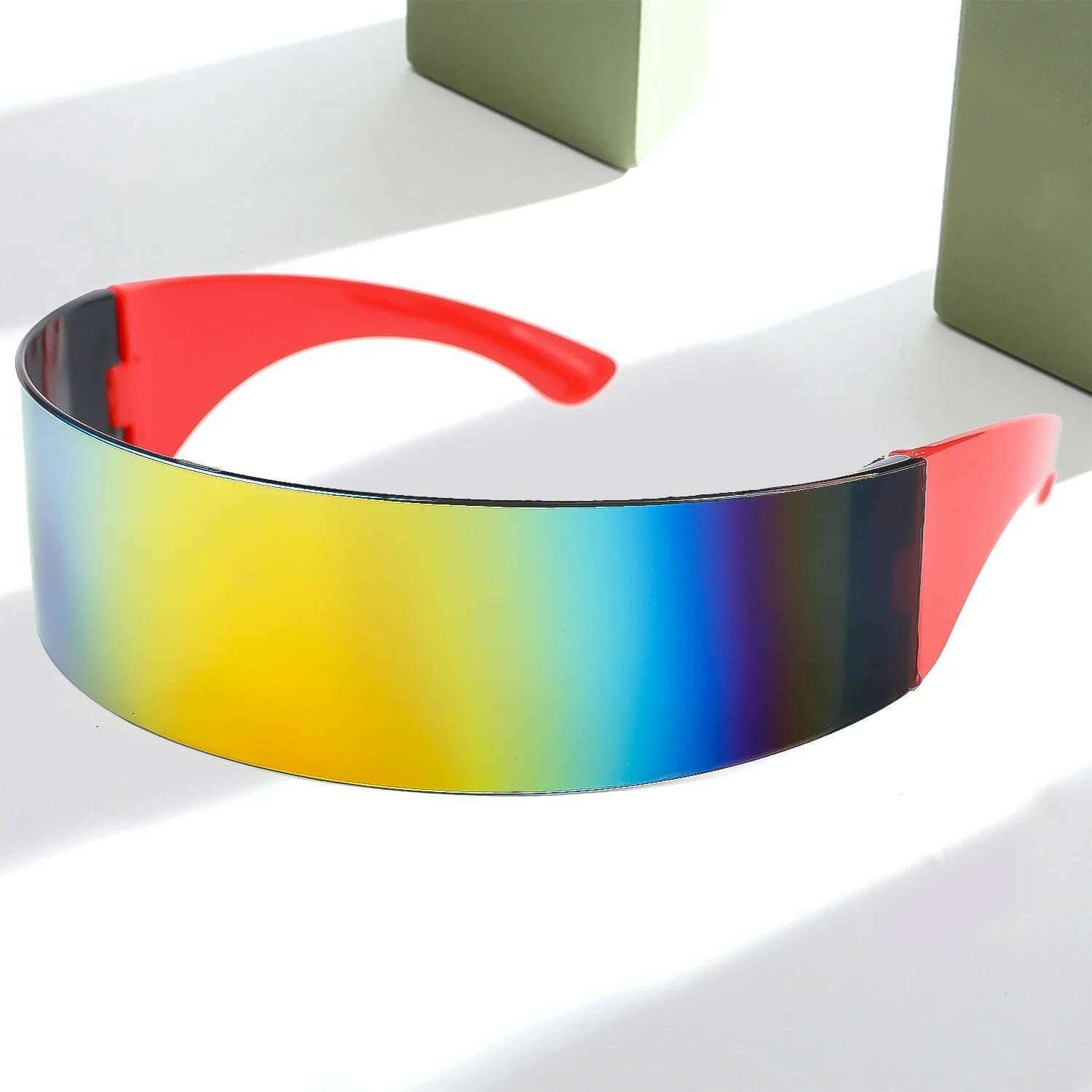 Futuristic Narrow Cyclops Visor Sunglasses Laser Eyeglasses UV400 Personality Mirrored Lens Costume Eyewear Glasses Men Glasses - KIMLUD