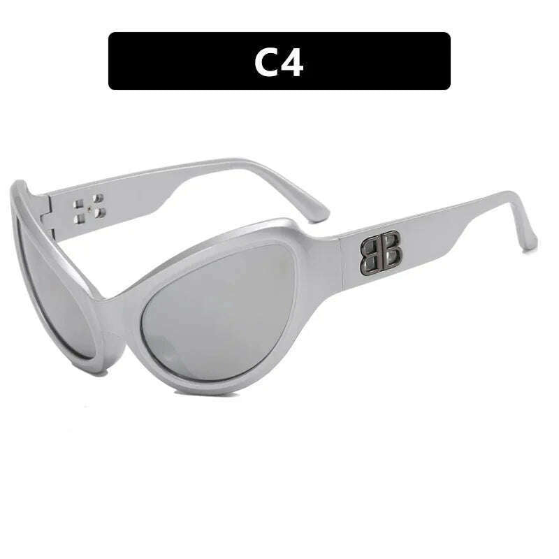 KIMLUD, Futuristic Y2k Cat Eye Sunglasses Women Sports Wrap Around Eyewear Fashion Punk Luxury Brand Sun Glasses Men Retro Hiphop Shades, C4 Shades / As Shown, KIMLUD APPAREL - Womens Clothes