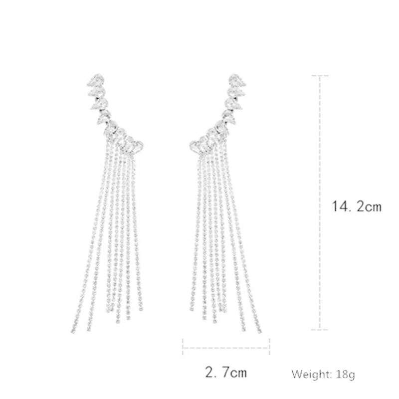 FYUAN Fashion Long Tassel Full Rhinestone Drop Earrings for Women Bijoux Shiny Water Drop Crystal Dangle Earrings Jewelry Gifts - KIMLUD